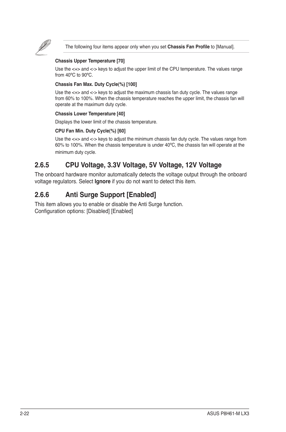 6 anti surge support [enabled, Anti surge support [enabled] -22 | Asus P8H61-M LX3 User Manual | Page 52 / 58