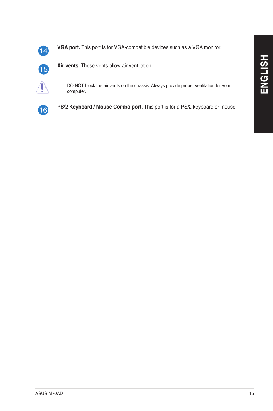 En gl is h en gl is h | Asus M70AD User Manual | Page 15 / 76