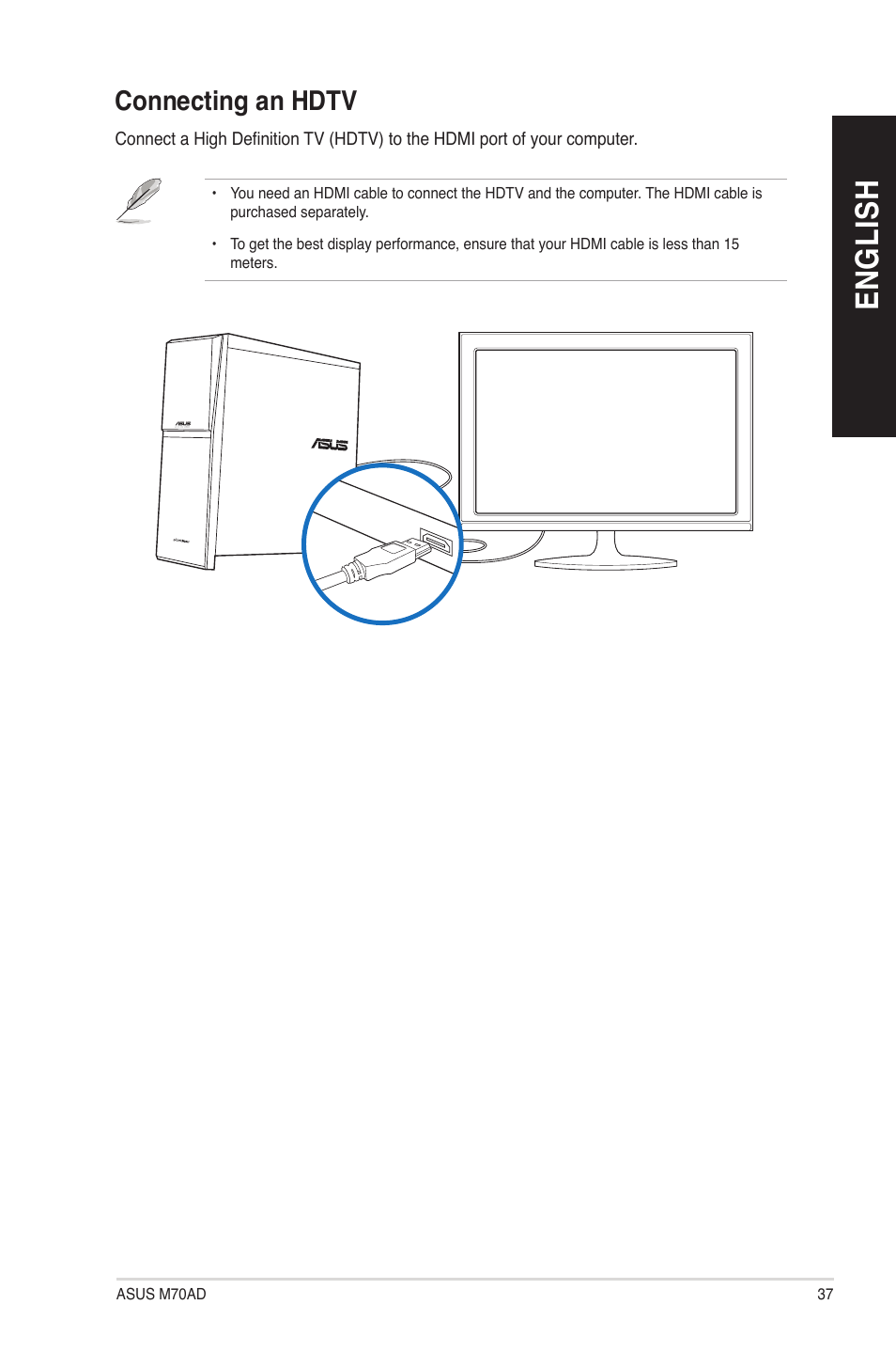 Connecting an hdtv, En gl is h en gl is h | Asus M70AD User Manual | Page 37 / 76