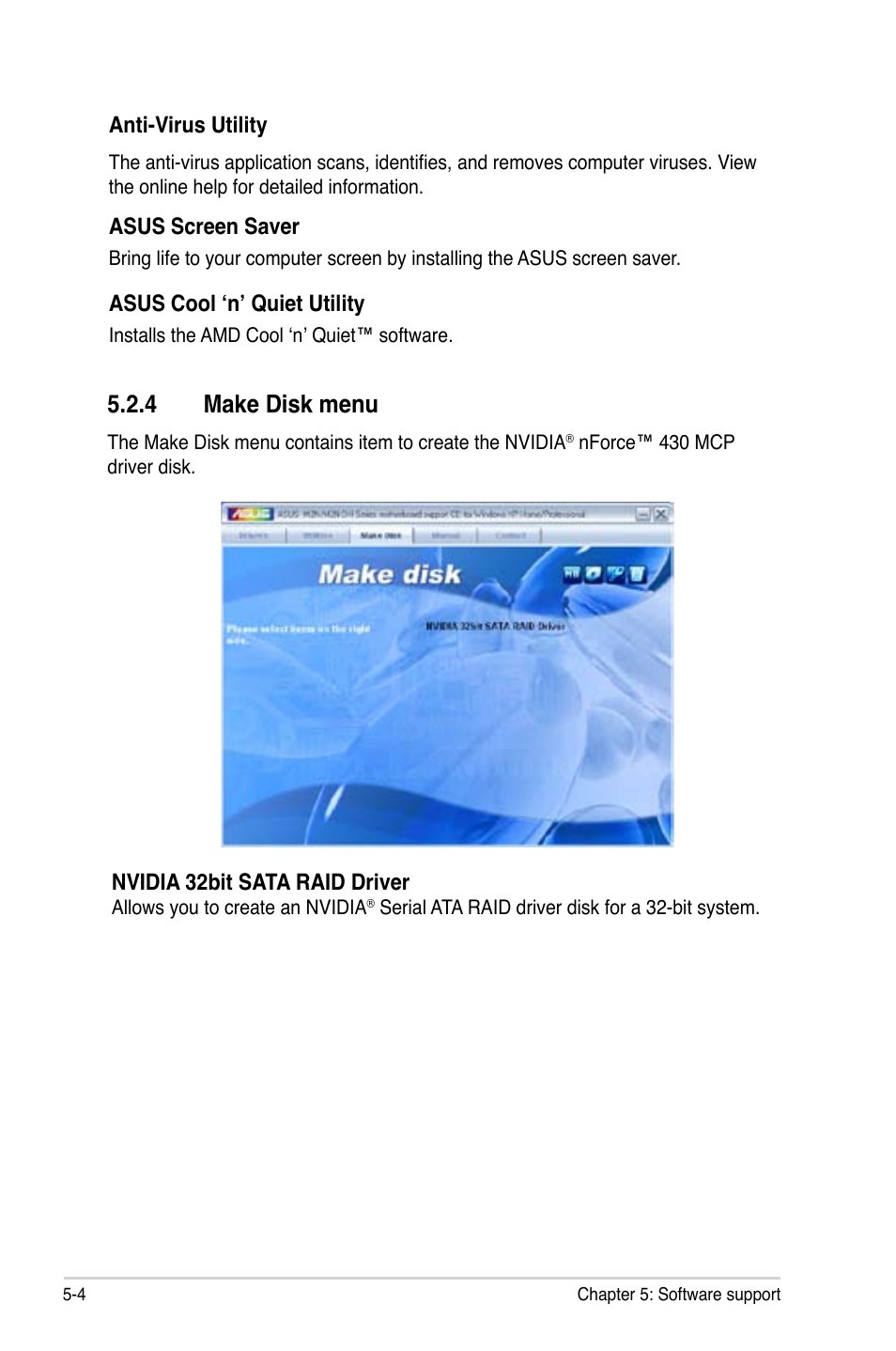 4 make disk menu | Asus M2N DH User Manual | Page 104 / 116