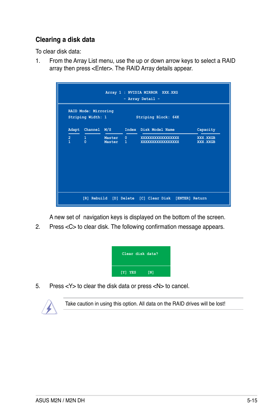 Clearing a disk data | Asus M2N DH User Manual | Page 115 / 116