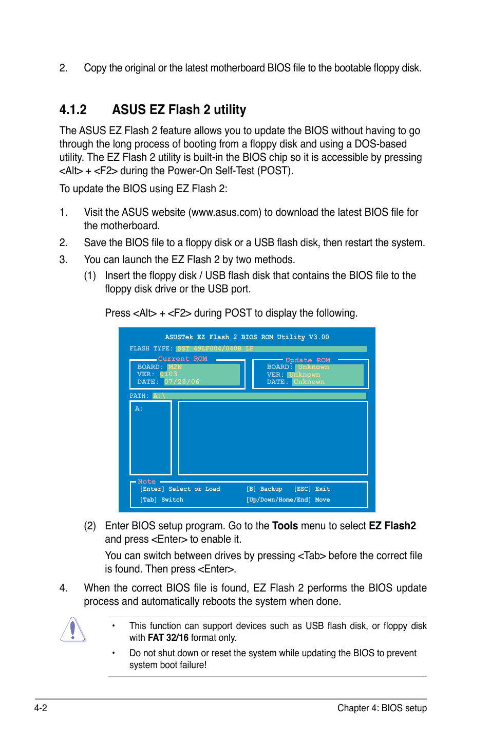 2 asus ez flash 2 utility | Asus M2N DH User Manual | Page 62 / 116