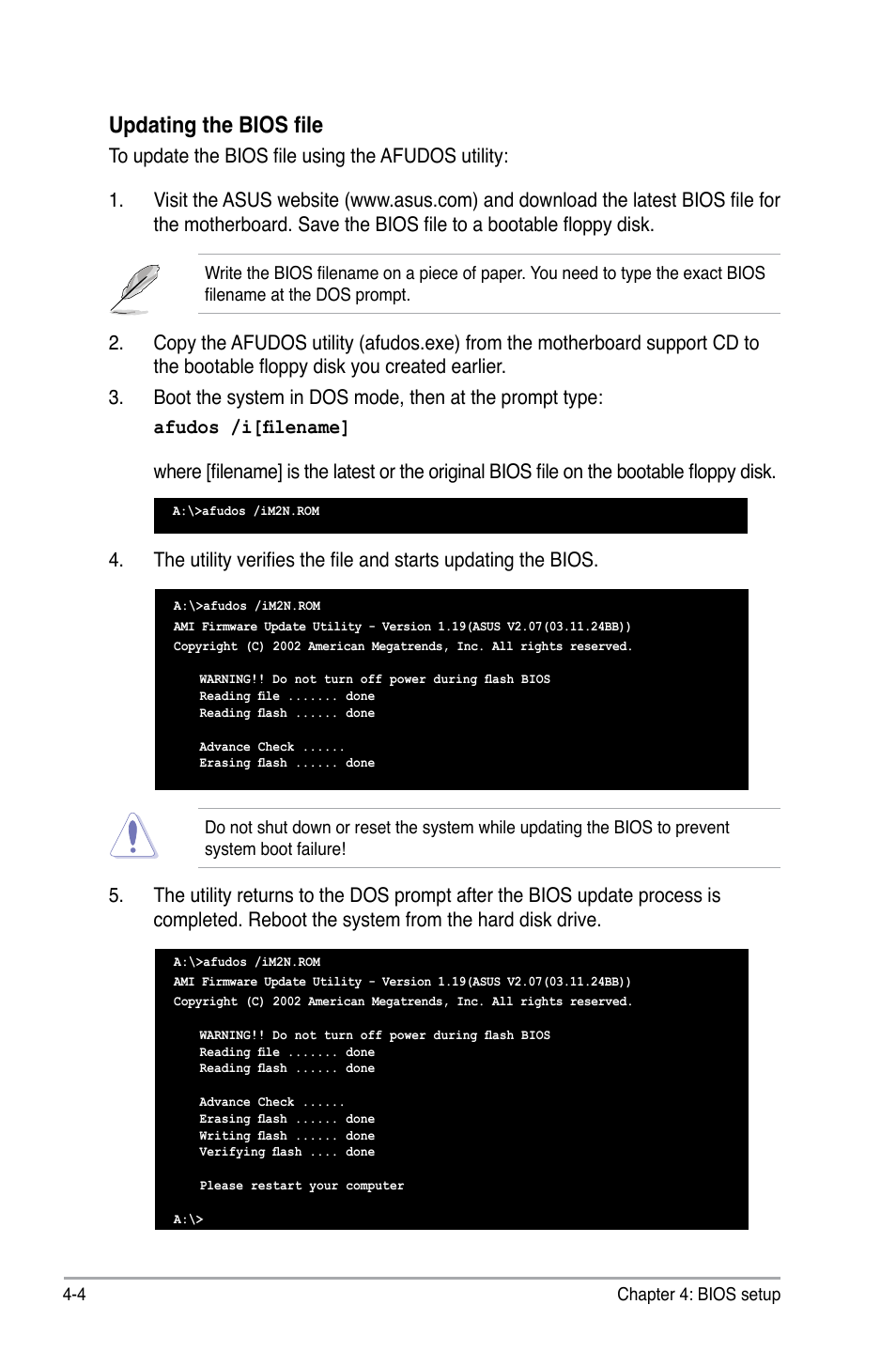 Updating the bios file | Asus M2N DH User Manual | Page 64 / 116