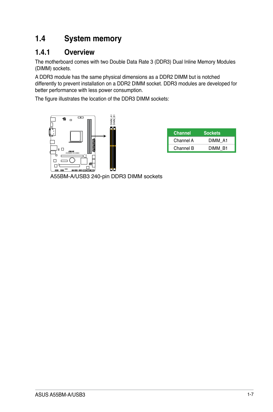 4 system memory, System memory -7, 1 overview | Asus A55BM-A/USB3 User Manual | Page 15 / 49