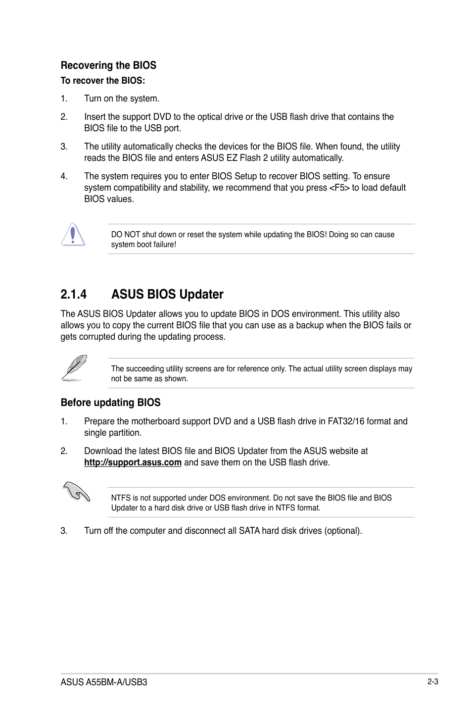 4 asus bios updater | Asus A55BM-A/USB3 User Manual | Page 33 / 49