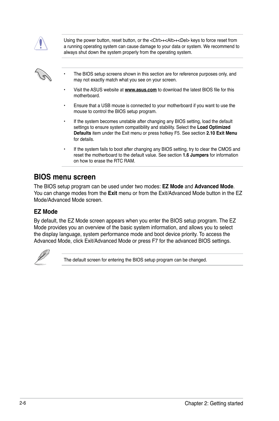 Bios menu screen, Ez mode | Asus A55BM-A/USB3 User Manual | Page 36 / 49