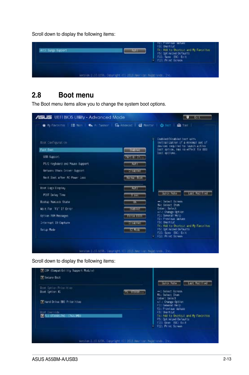 8 boot menu, Boot menu -13 | Asus A55BM-A/USB3 User Manual | Page 43 / 49