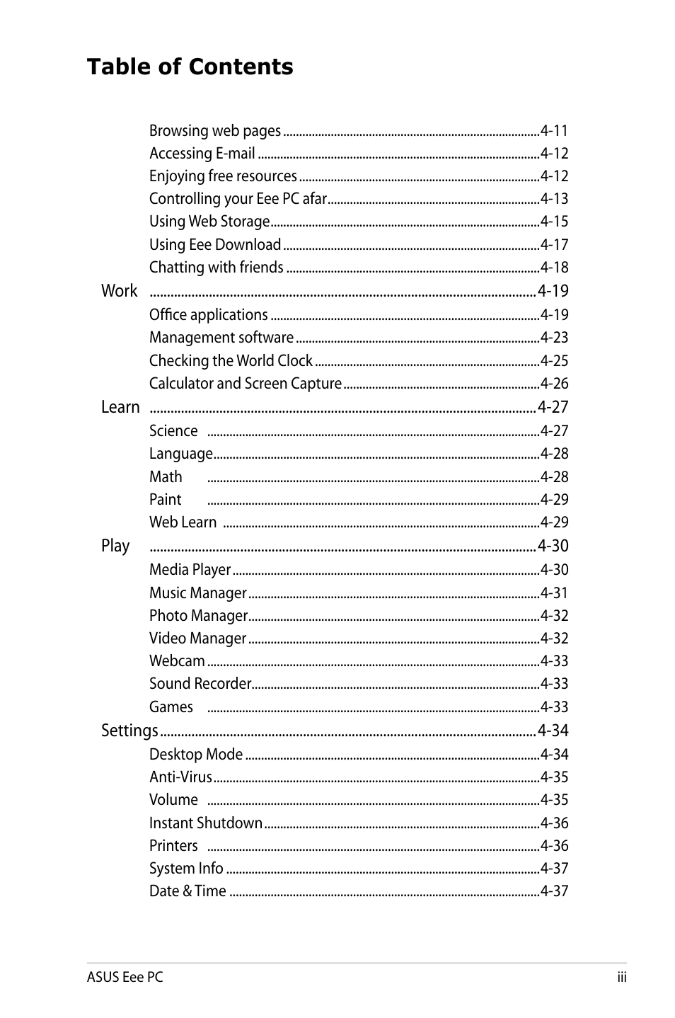 Asus Eee PC 900HD/Linux User Manual | Page 3 / 132