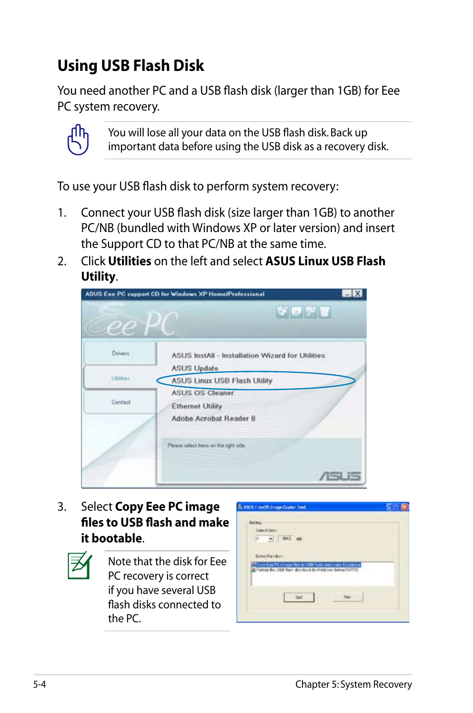 Using usb flash disk | Asus Eee PC 900HD/Linux User Manual | Page 90 / 132