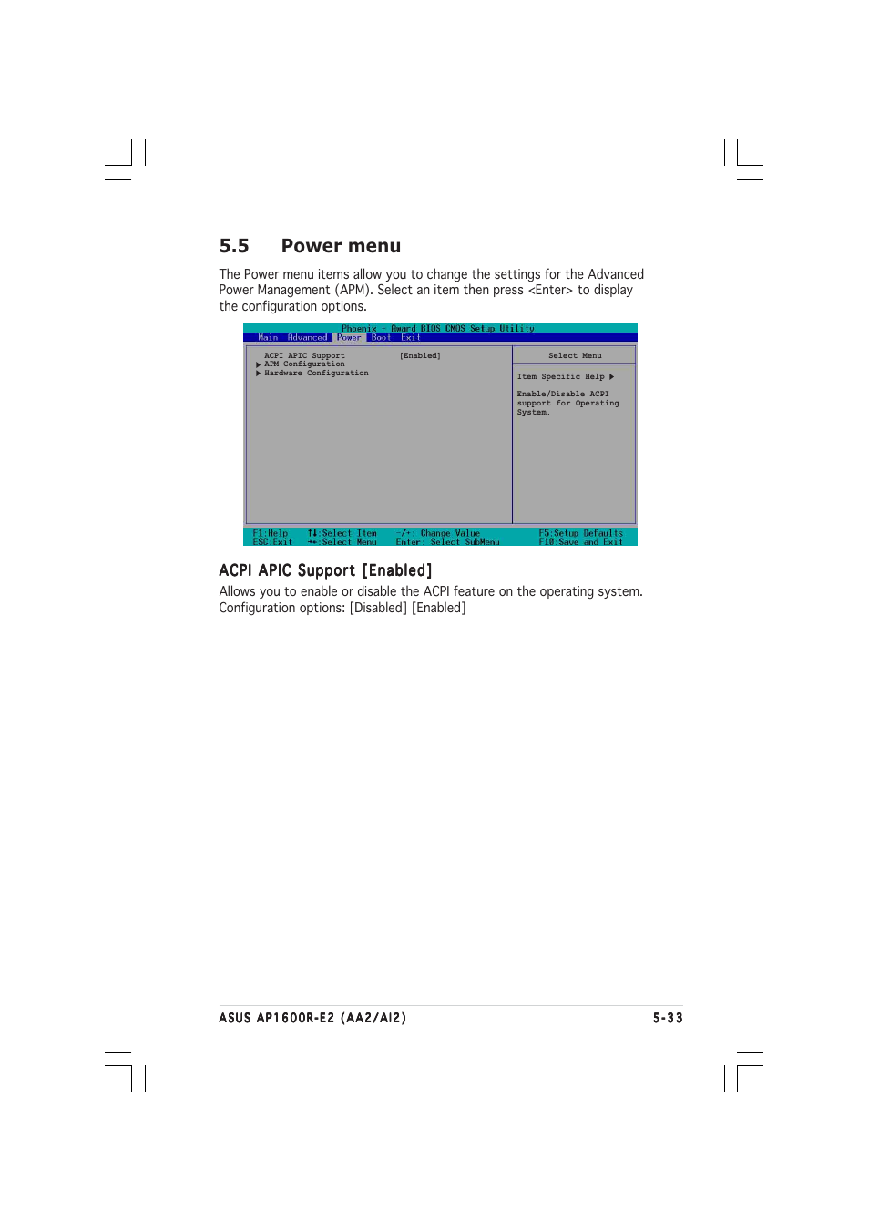 5 power menu | Asus AP1600R-E2(AI2) User Manual | Page 101 / 150