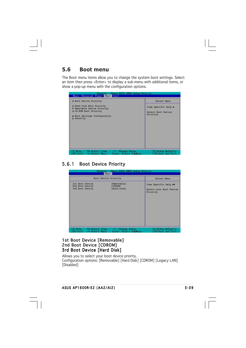 6 boot menu | Asus AP1600R-E2(AI2) User Manual | Page 107 / 150