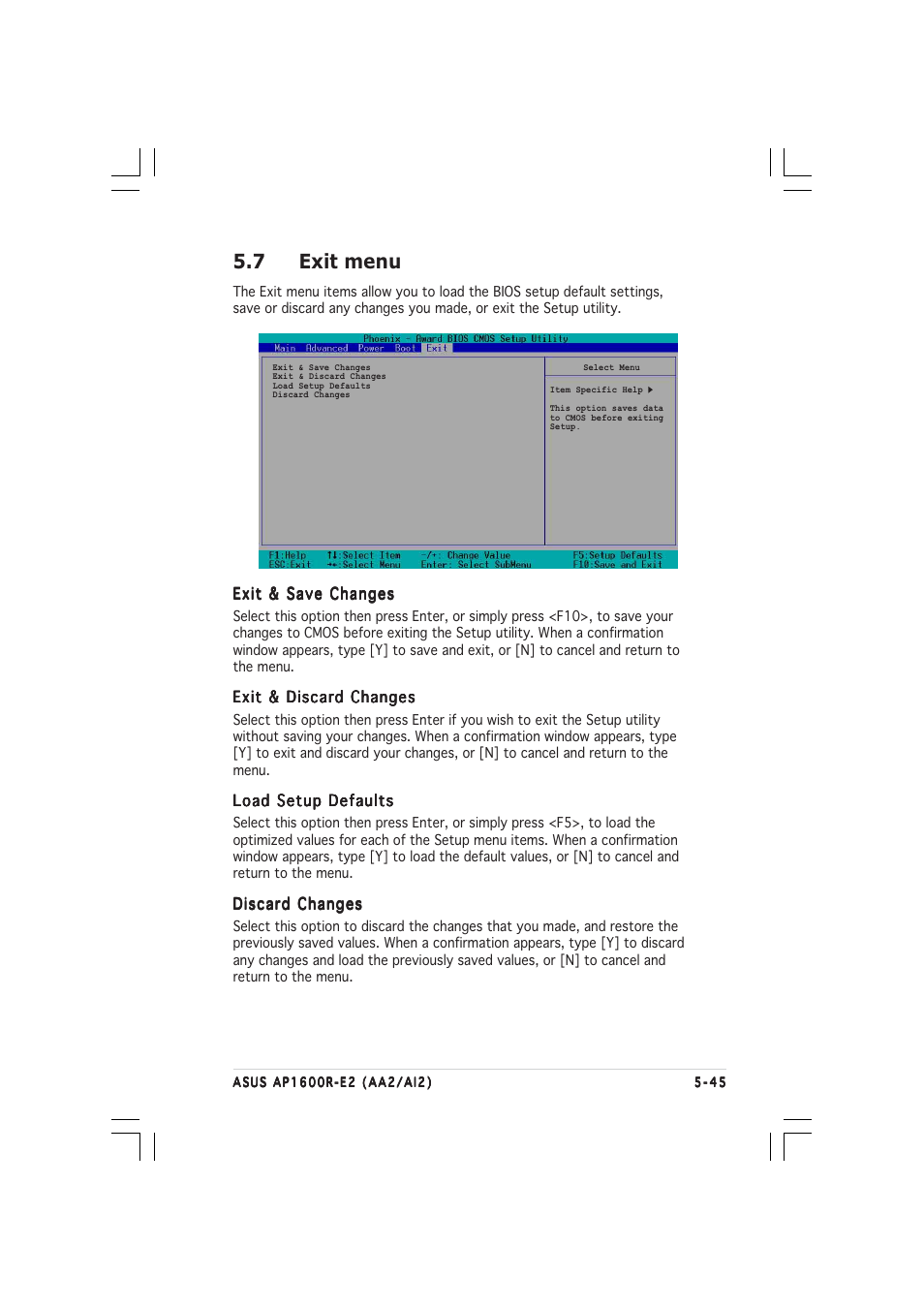 7 exit menu | Asus AP1600R-E2(AI2) User Manual | Page 113 / 150