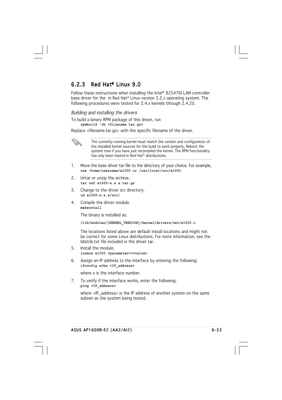 3 red hat red hat red hat red hat red hat, Linux 9.0 | Asus AP1600R-E2(AI2) User Manual | Page 147 / 150