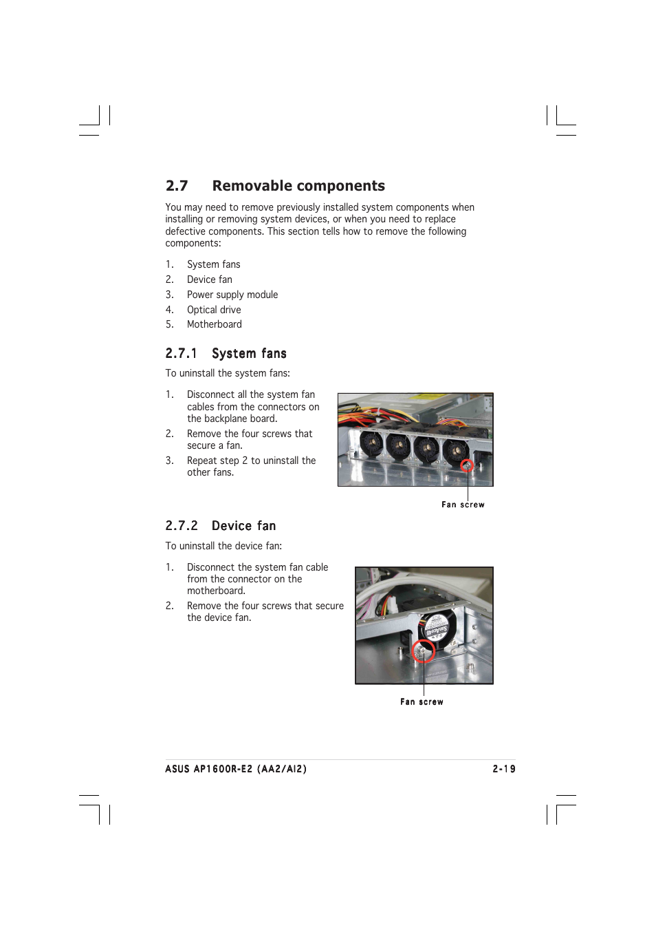 7 removable components | Asus AP1600R-E2(AI2) User Manual | Page 37 / 150