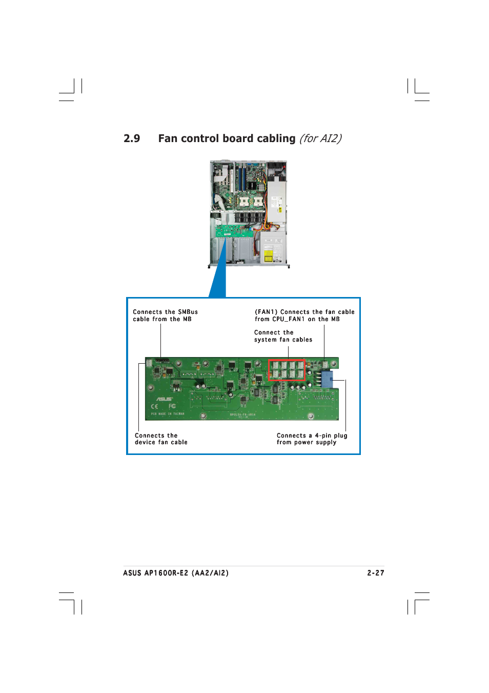 For ai2), 9 fan control board cabling | Asus AP1600R-E2(AI2) User Manual | Page 45 / 150