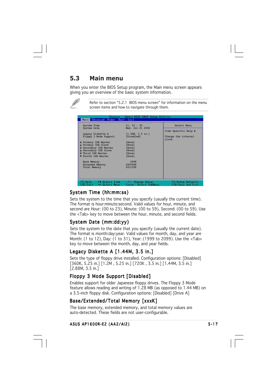 3 main menu | Asus AP1600R-E2(AI2) User Manual | Page 85 / 150