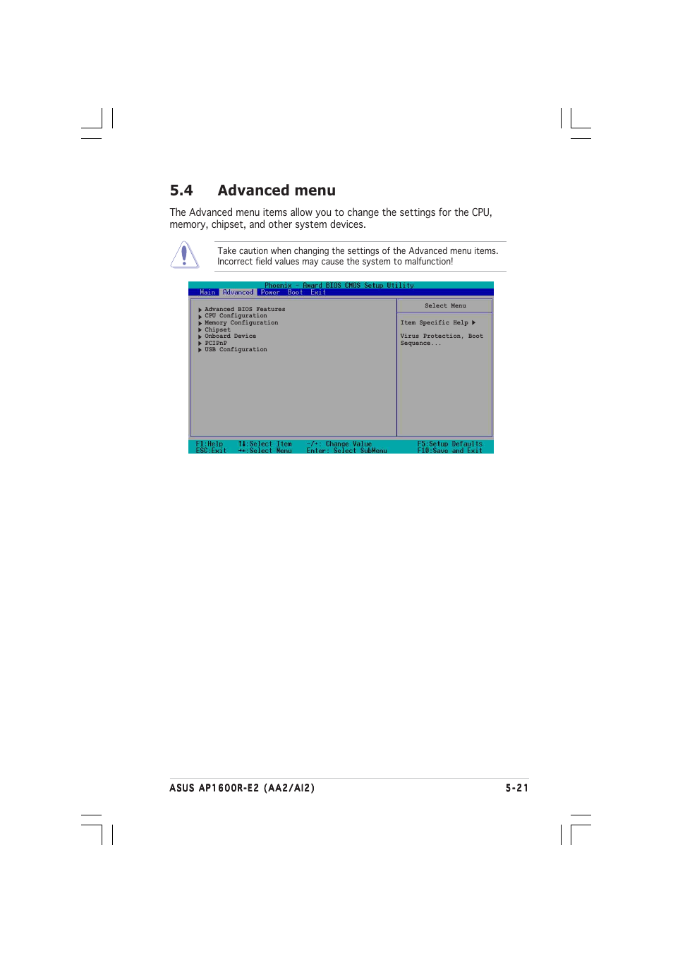 4 advanced menu | Asus AP1600R-E2(AI2) User Manual | Page 89 / 150