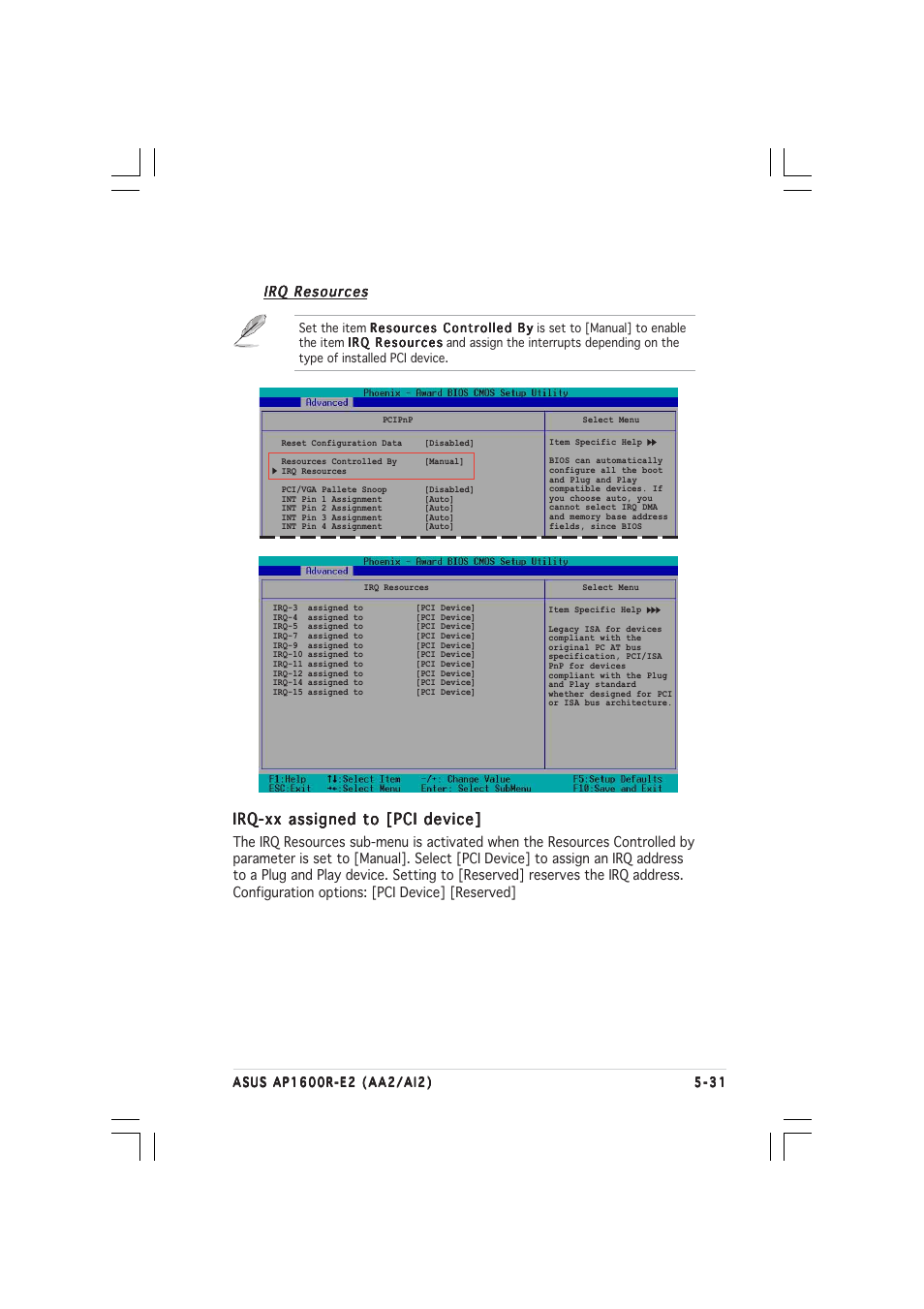 Irq-xx assigned to [pci device | Asus AP1600R-E2(AI2) User Manual | Page 99 / 150