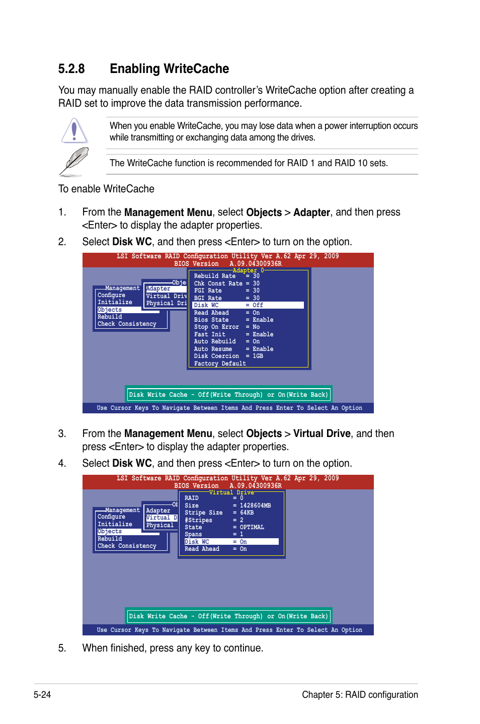 8 enabling writecache | Asus P7F-E User Manual | Page 120 / 162