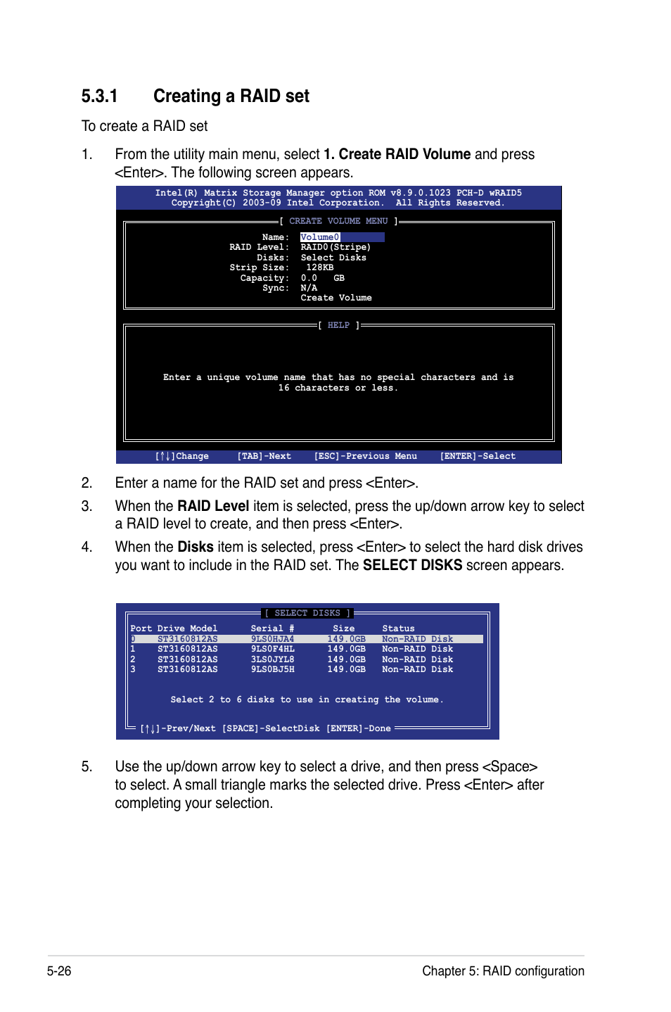 1 creating a raid set | Asus P7F-E User Manual | Page 122 / 162
