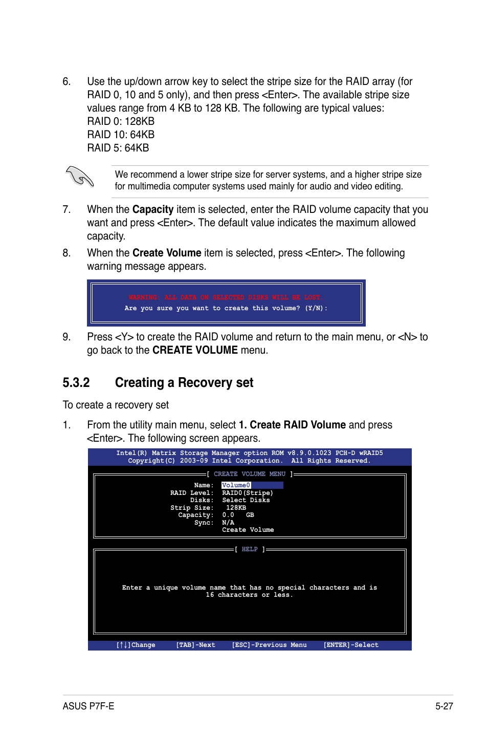 2 creating a recovery set | Asus P7F-E User Manual | Page 123 / 162