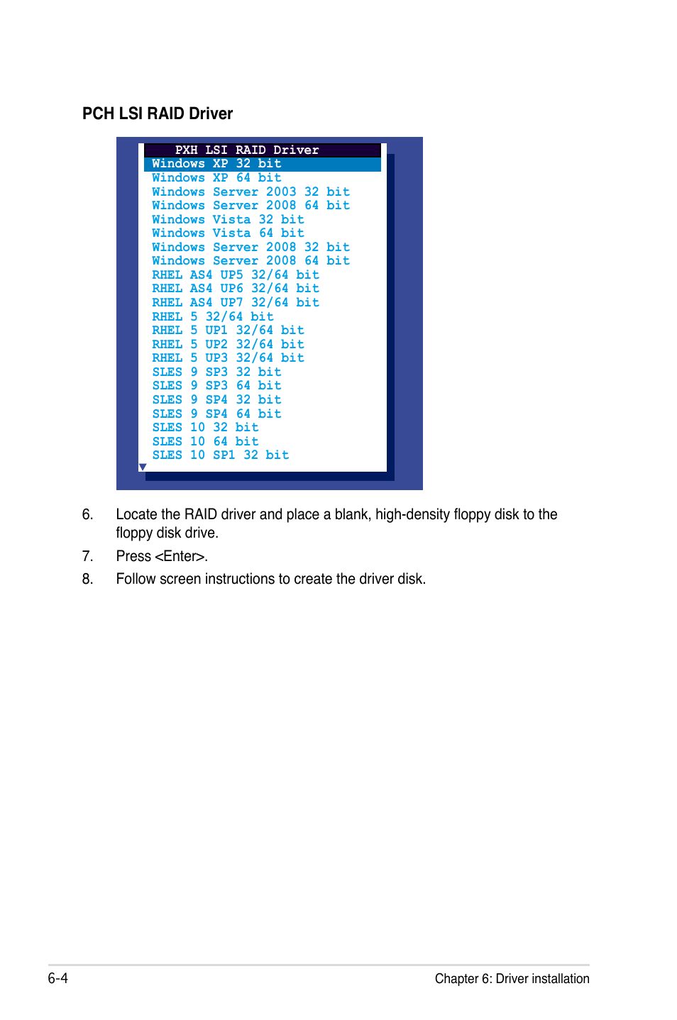 Pch lsi raid driver | Asus P7F-E User Manual | Page 134 / 162