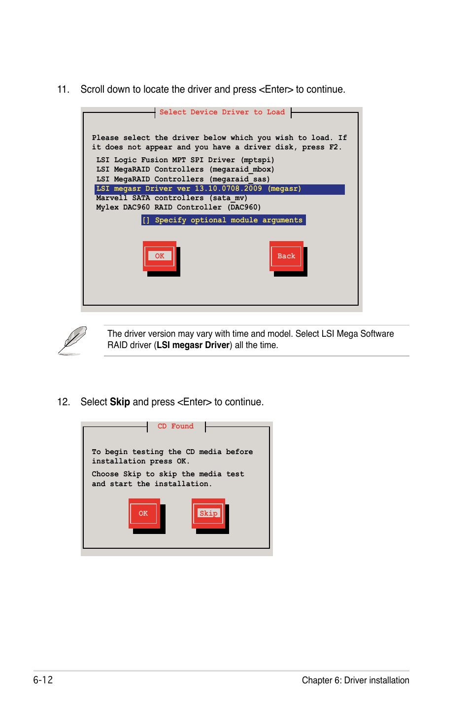 Select skip and press <enter> to continue | Asus P7F-E User Manual | Page 142 / 162