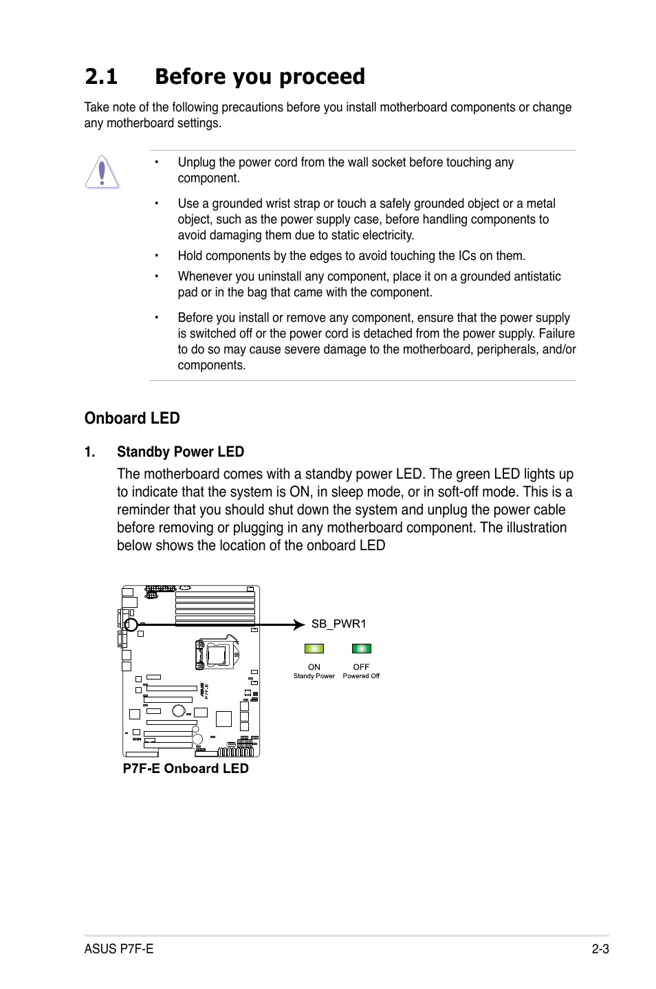 1 before you proceed | Asus P7F-E User Manual | Page 21 / 162