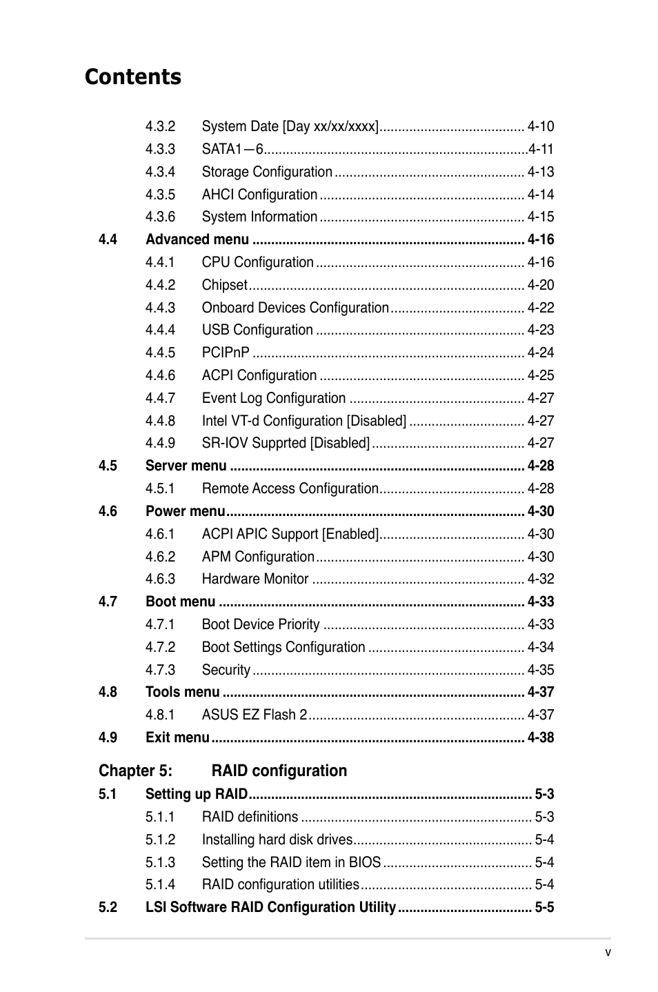 Asus P7F-E User Manual | Page 5 / 162