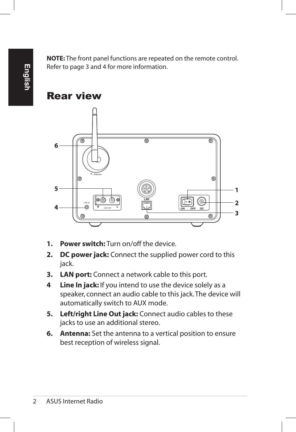 Rear view, English | Asus AIR User Manual | Page 10 / 192