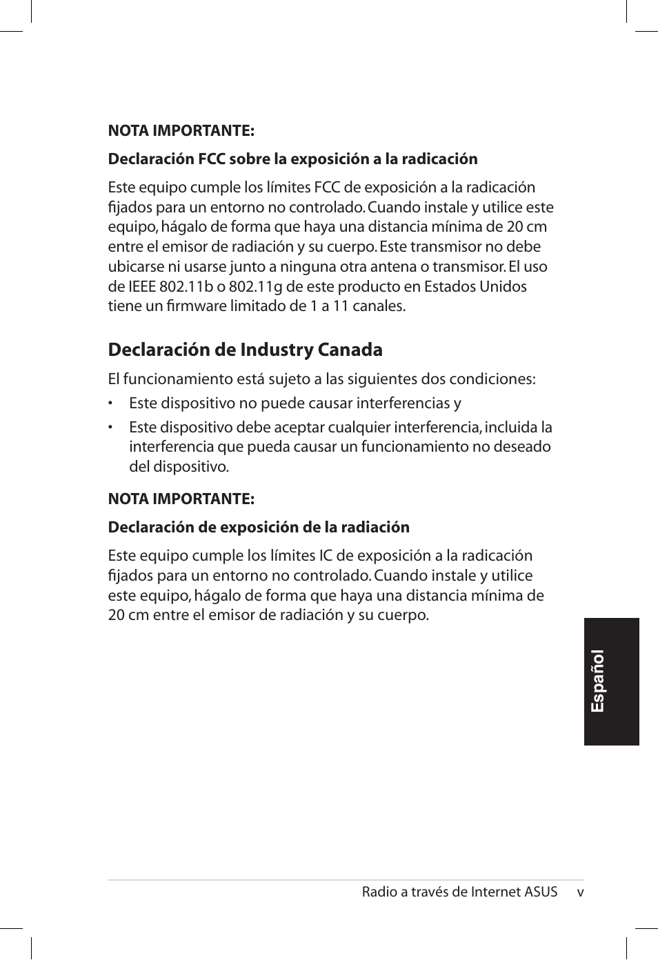 Declaración.de.industry.canada | Asus AIR User Manual | Page 101 / 192