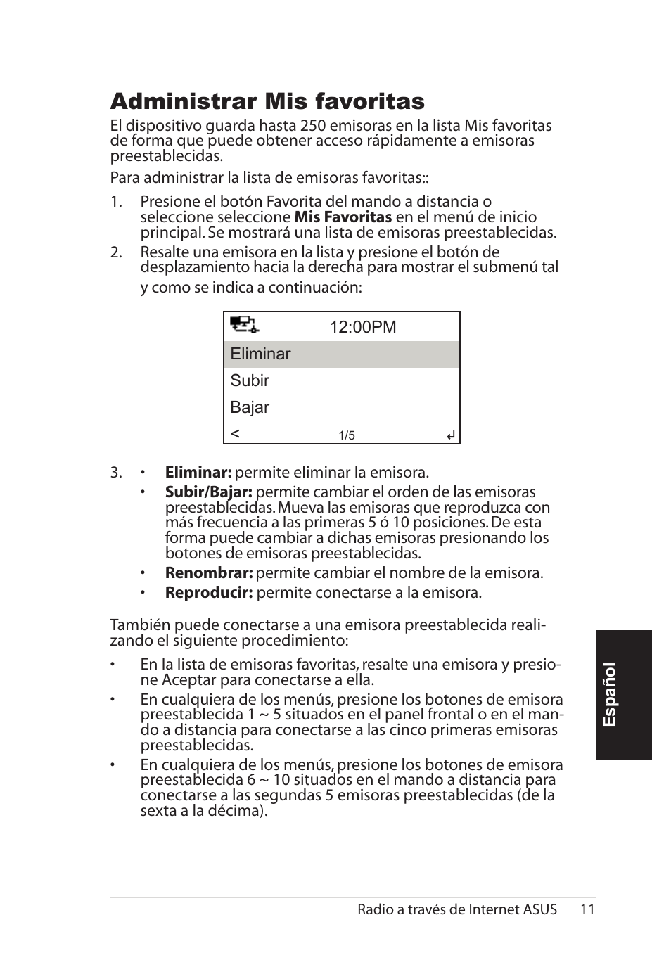 Administrar mis favoritas | Asus AIR User Manual | Page 115 / 192