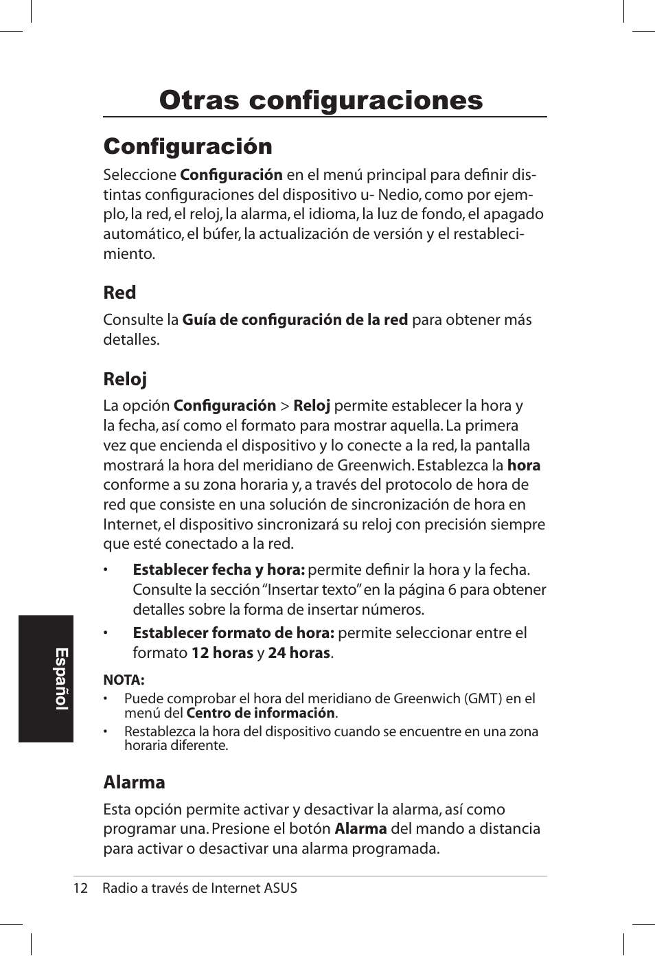 Otras configuraciones, Configuración | Asus AIR User Manual | Page 116 / 192