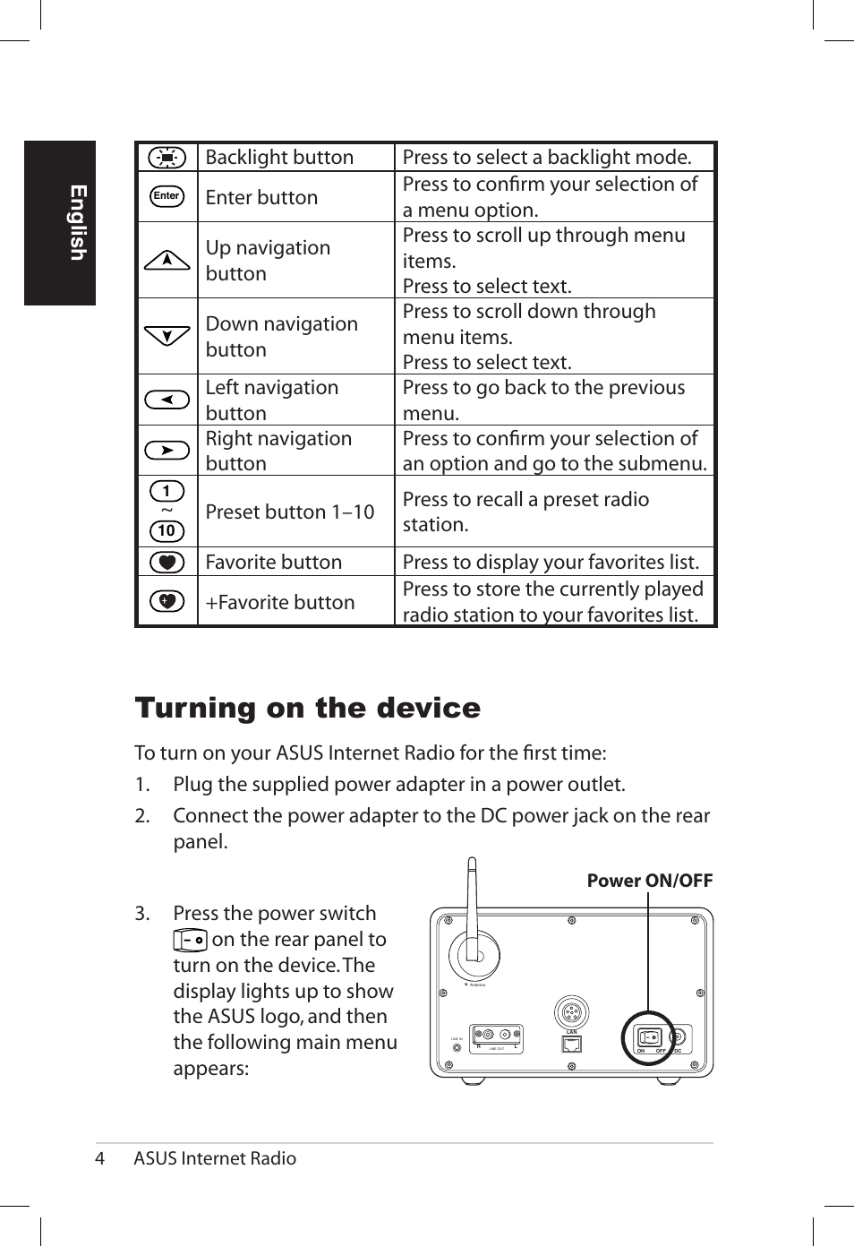 Turning on the device | Asus AIR User Manual | Page 12 / 192