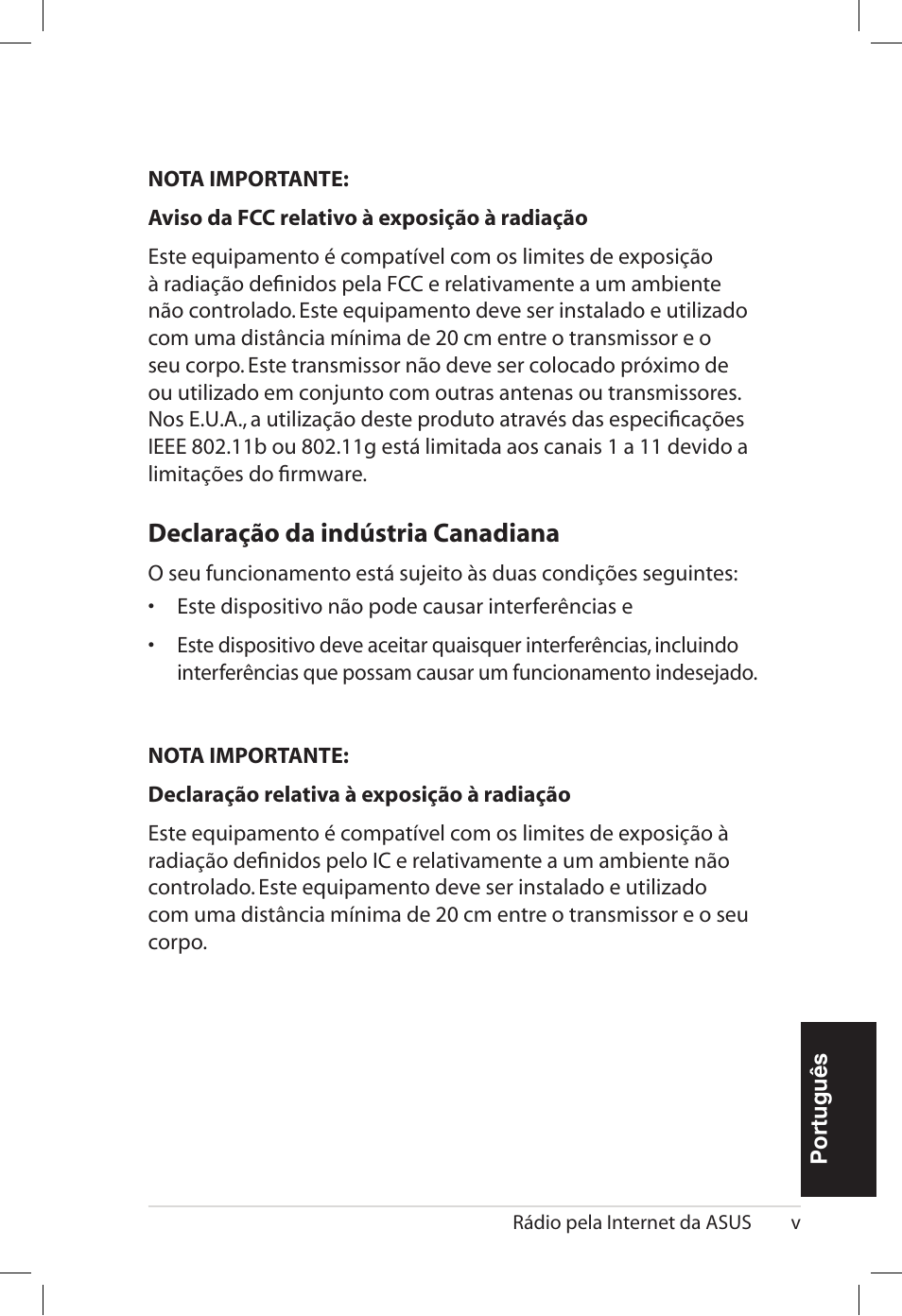 Declaração.da.indústria.canadiana | Asus AIR User Manual | Page 125 / 192