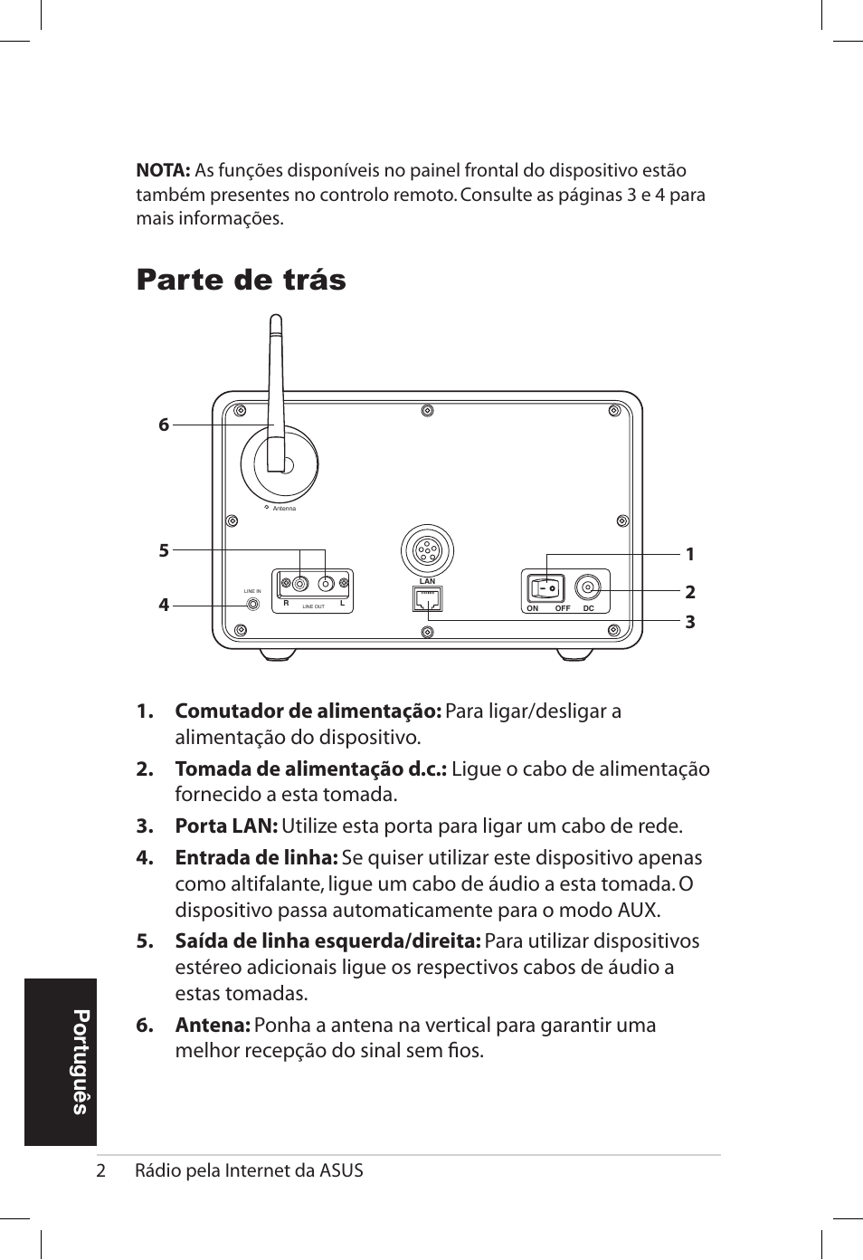 Parte de trás, Português | Asus AIR User Manual | Page 130 / 192