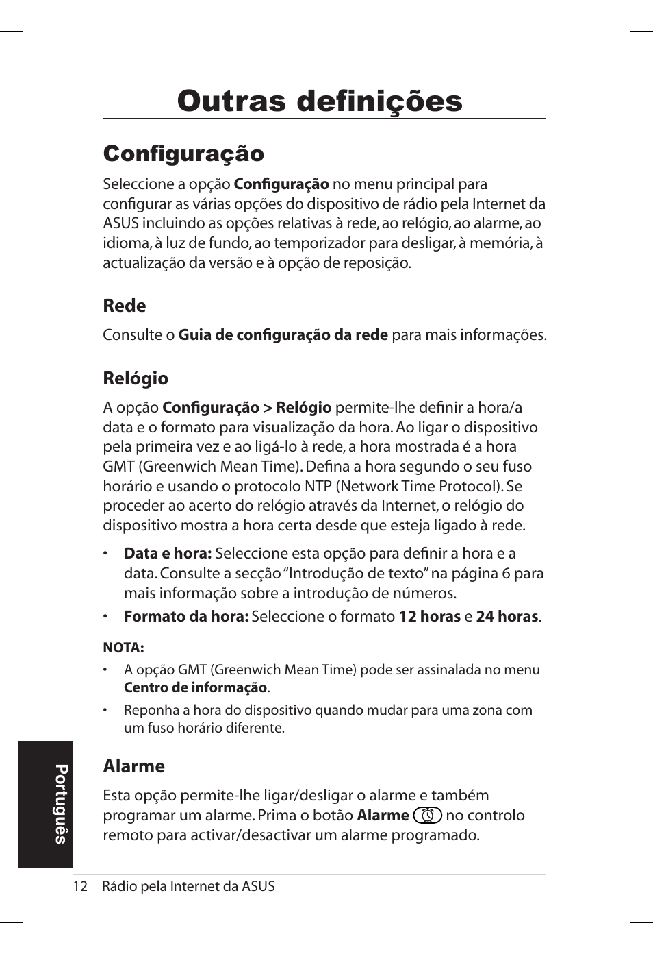 Outras definições, Configuração | Asus AIR User Manual | Page 140 / 192