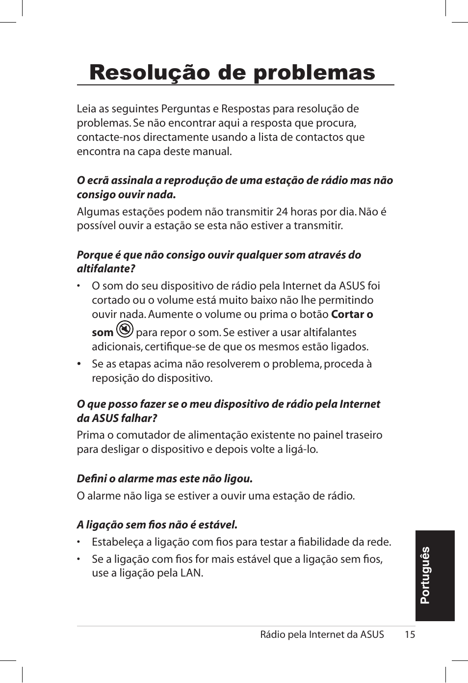 Resolução de problemas | Asus AIR User Manual | Page 143 / 192