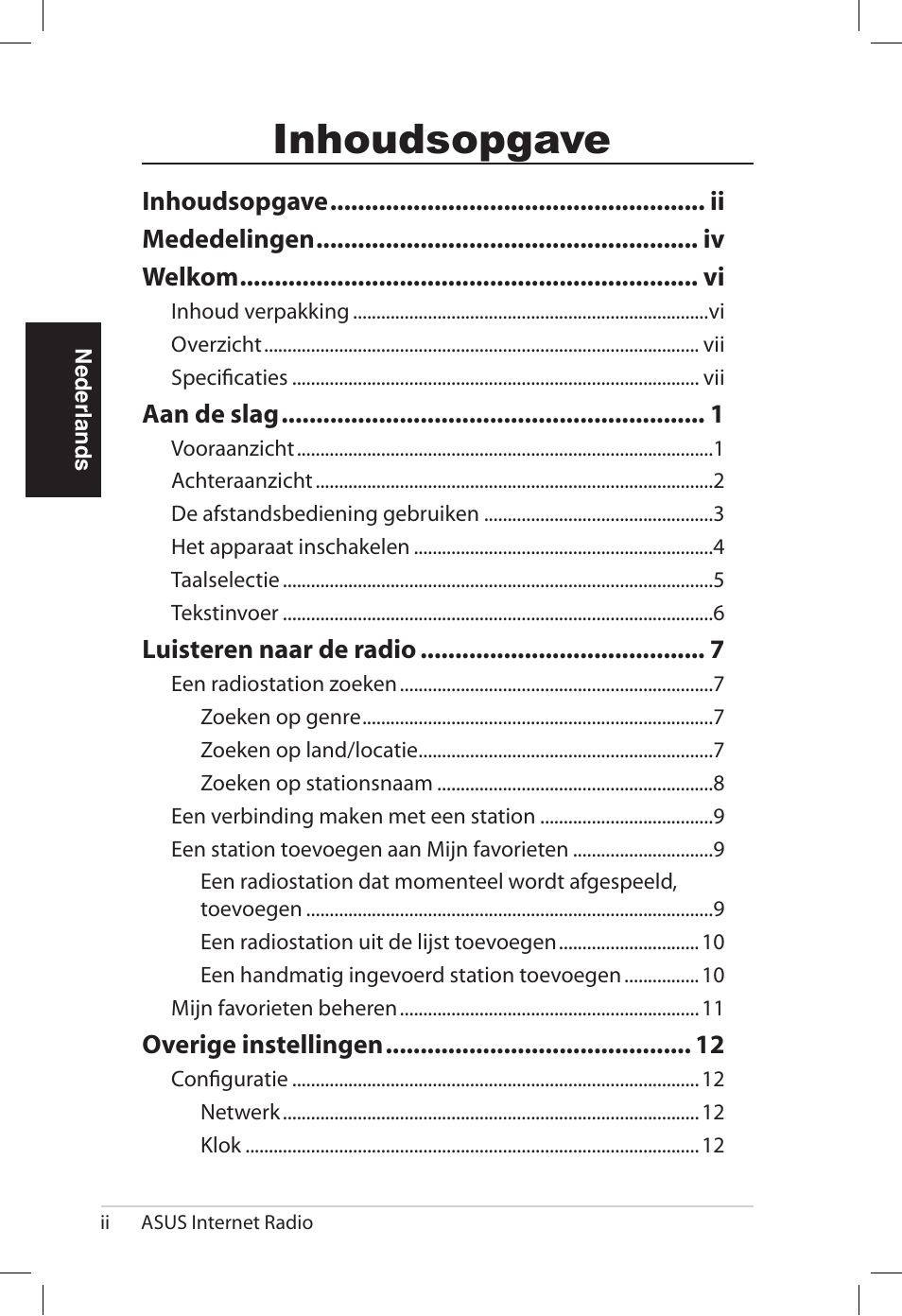 Inhoudsopgave | Asus AIR User Manual | Page 170 / 192