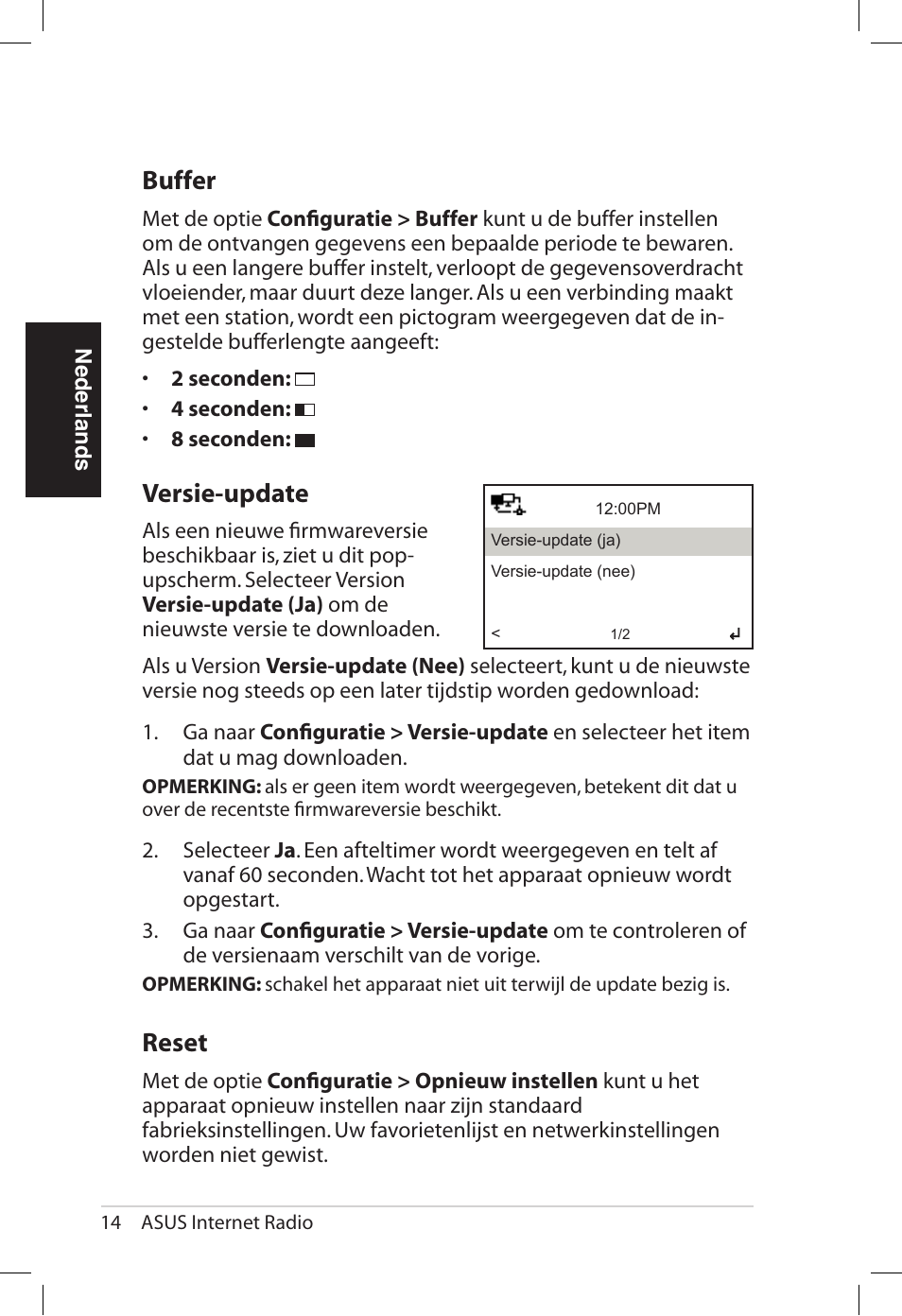 Buffer, Ersie-update, Reset | Asus AIR User Manual | Page 190 / 192