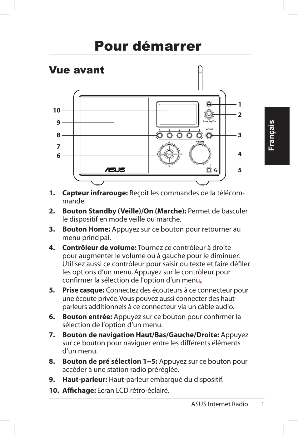 Pour démarrer, Vue avant | Asus AIR User Manual | Page 33 / 192