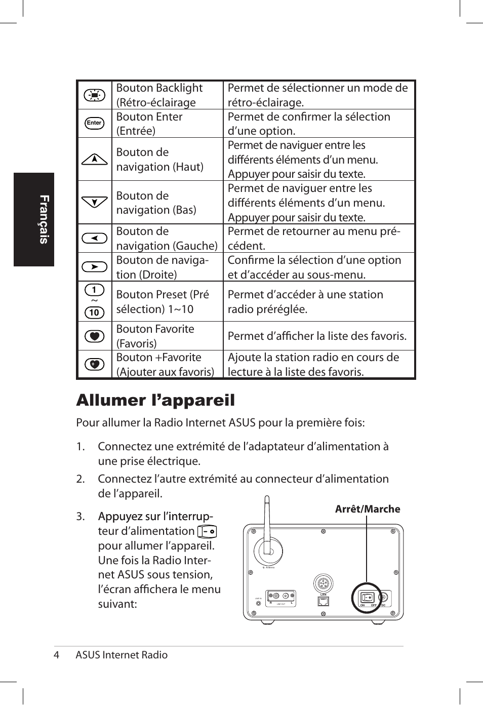 Allumer l’appareil | Asus AIR User Manual | Page 36 / 192