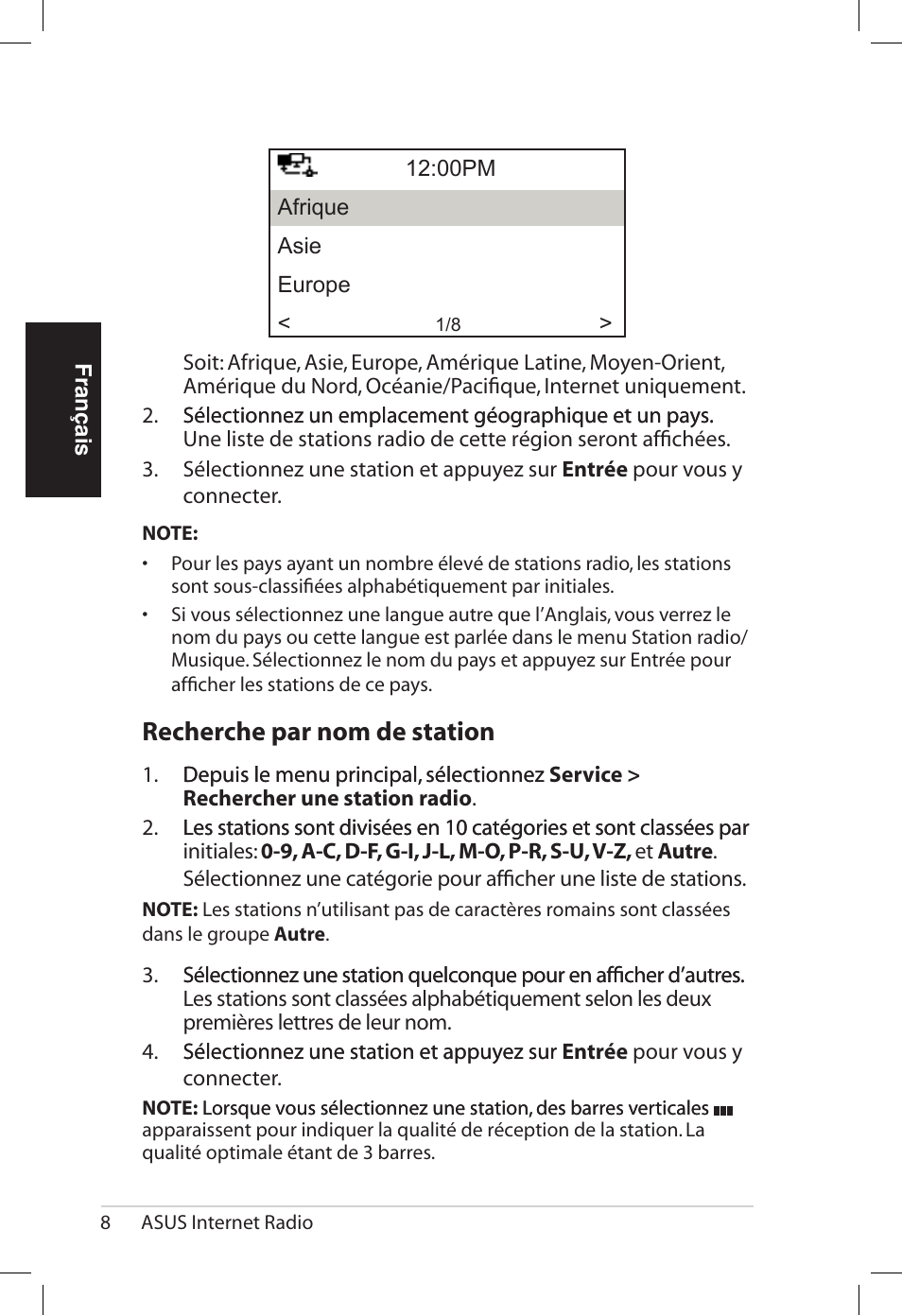 Recherche.par.nom.de.station | Asus AIR User Manual | Page 40 / 192