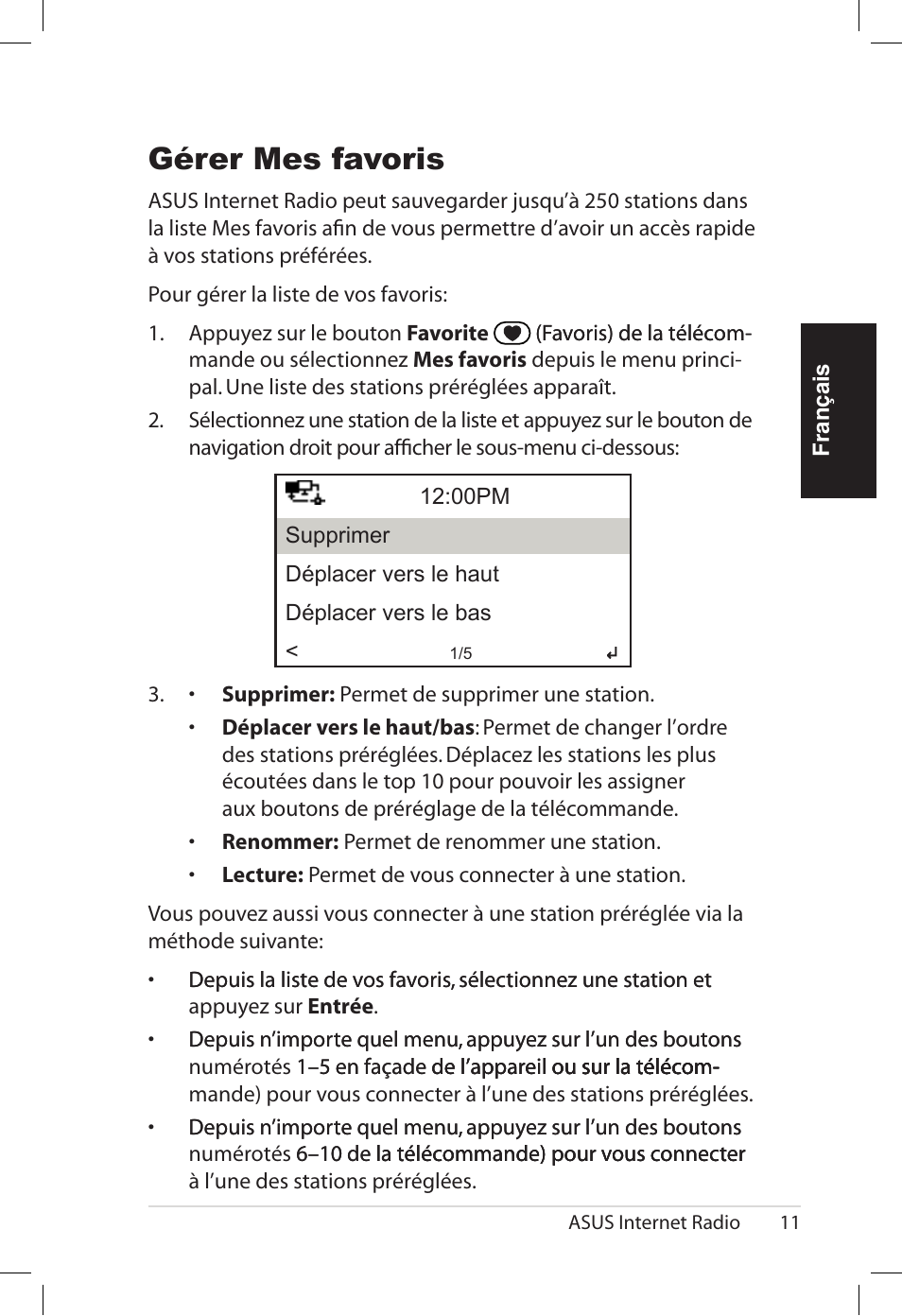 Gérer mes favoris | Asus AIR User Manual | Page 43 / 192