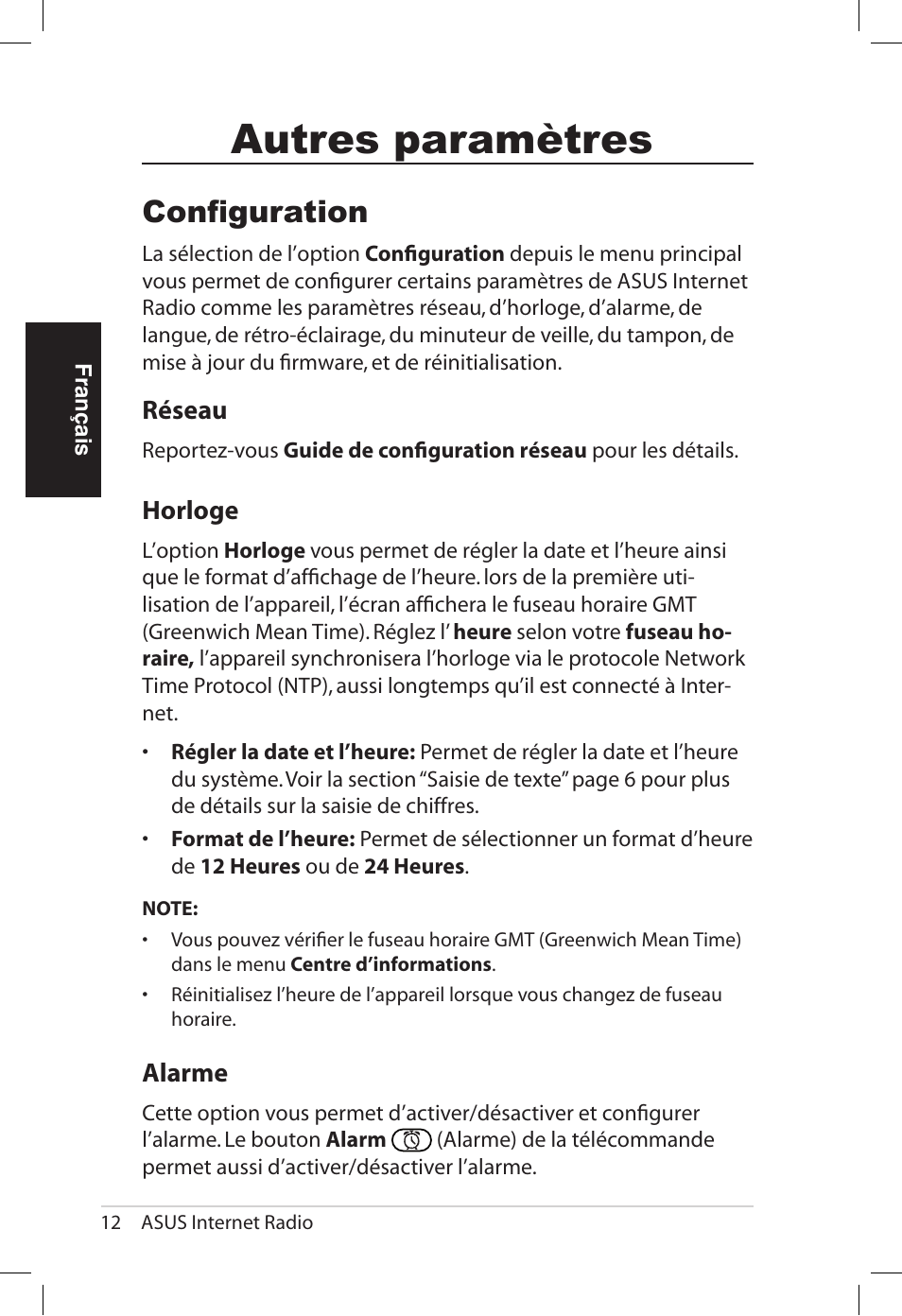 Autres paramètres, Configuration | Asus AIR User Manual | Page 44 / 192