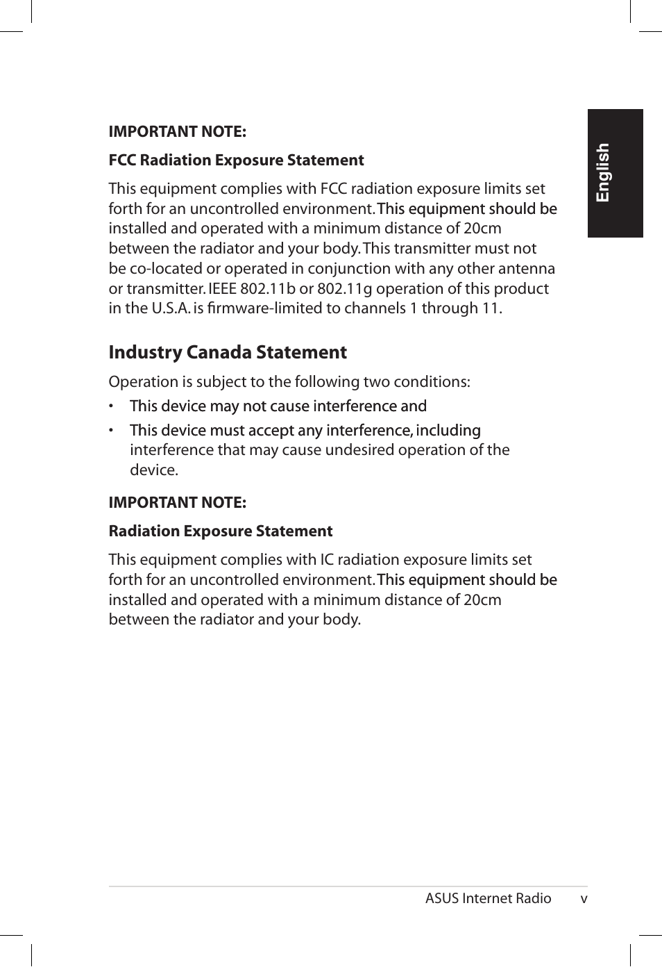 Industry.canada.statement | Asus AIR User Manual | Page 5 / 192