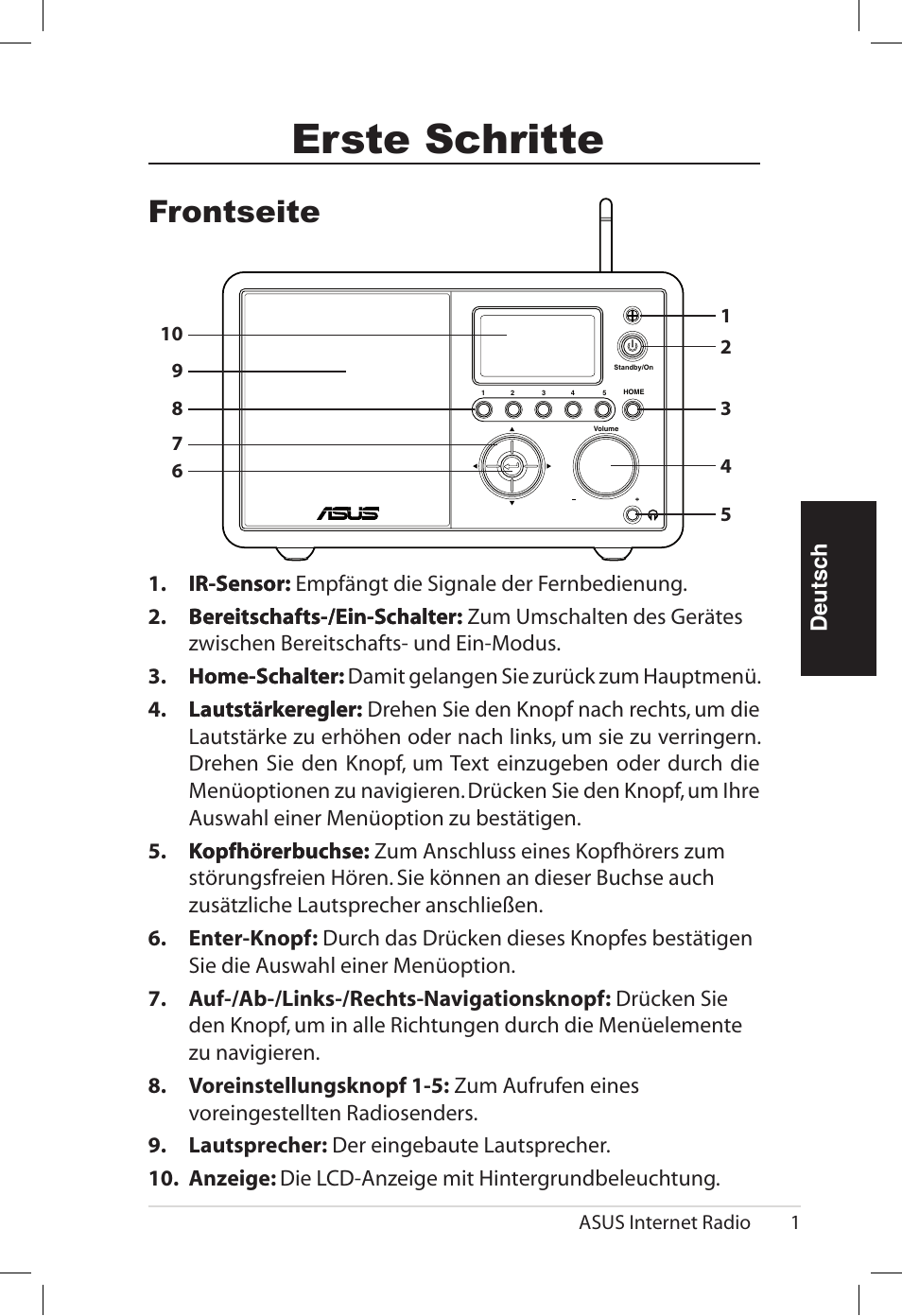 Erste schritte, Frontseite | Asus AIR User Manual | Page 57 / 192