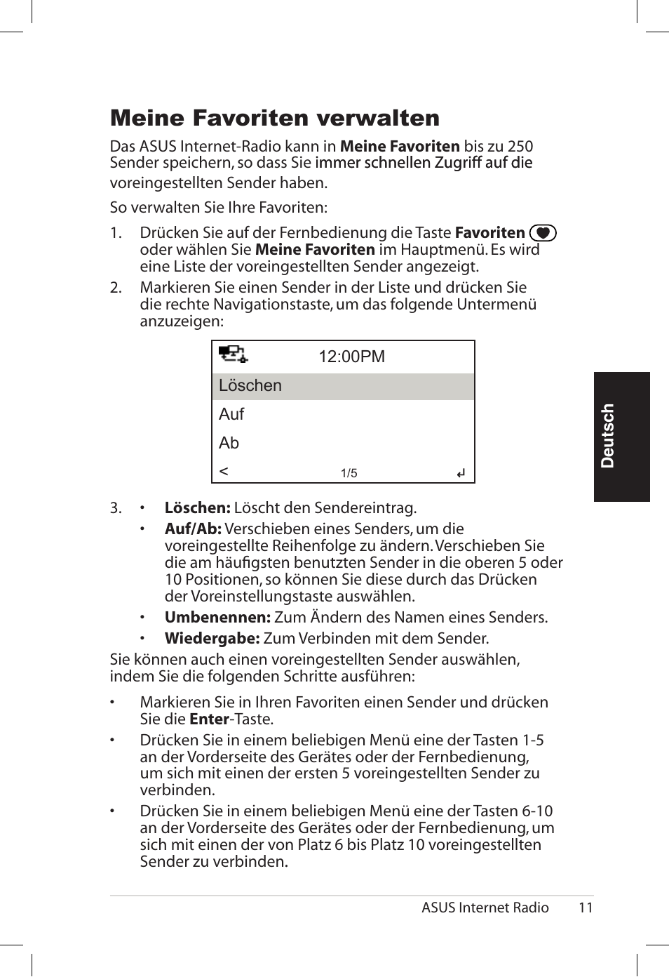 Meine favoriten verwalten | Asus AIR User Manual | Page 67 / 192