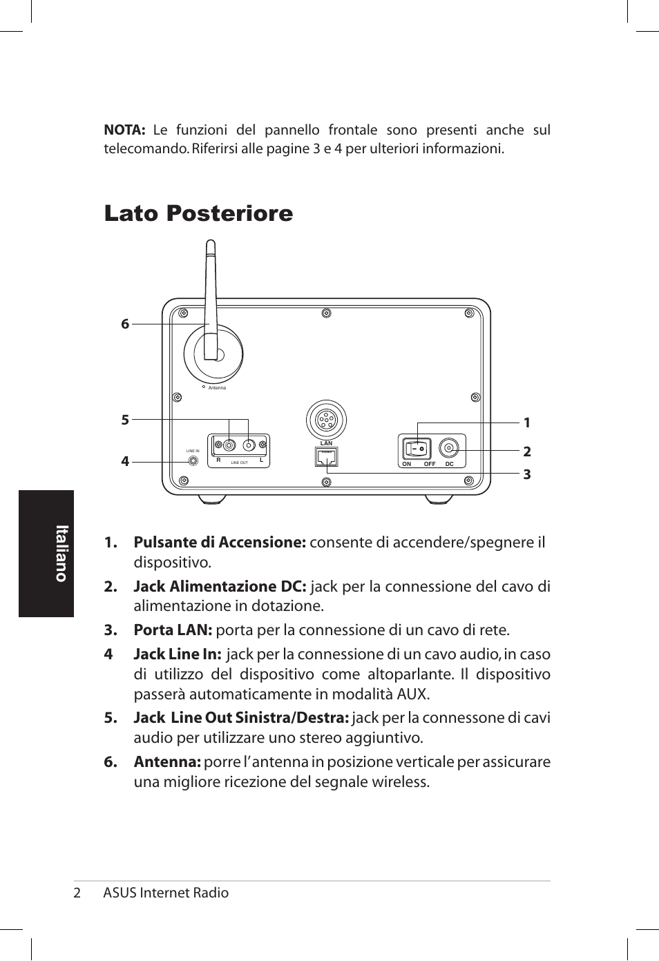 Lato posteriore, Italiano | Asus AIR User Manual | Page 82 / 192