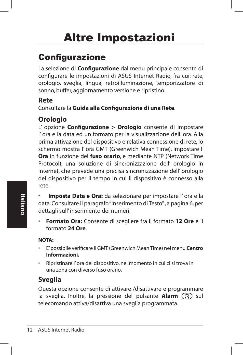 Altre impostazioni, Configurazione | Asus AIR User Manual | Page 92 / 192